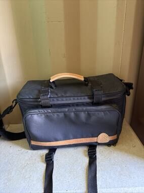 Vintage Mohawk Black Camera Gear Bag 15x10x8 Padded Shoulder Strap Leather Trim